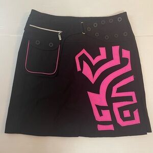 Jamie Sadock Skort Utility Wrap Skirt Black Pink Size M/L